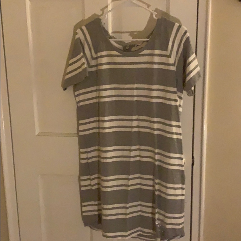 Grey and White T-Shirt Dress
